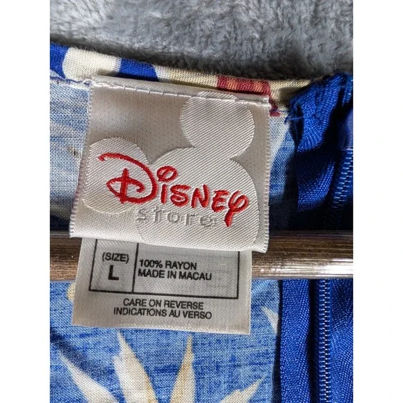 Disney Store Mickey & Minnie Mouse Tropical Aloha Blue Floral Maxi Dress Large - Picture 5 of 11